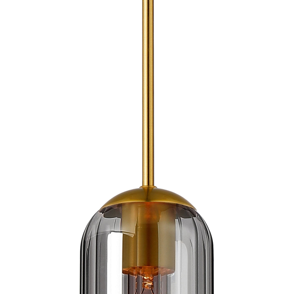 Hamble Single Pendant in Brass Gold Finish with Smoke Fade Glass