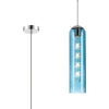 Hamble Single Pendant in Polished Nickel Finish with Blue Glass
