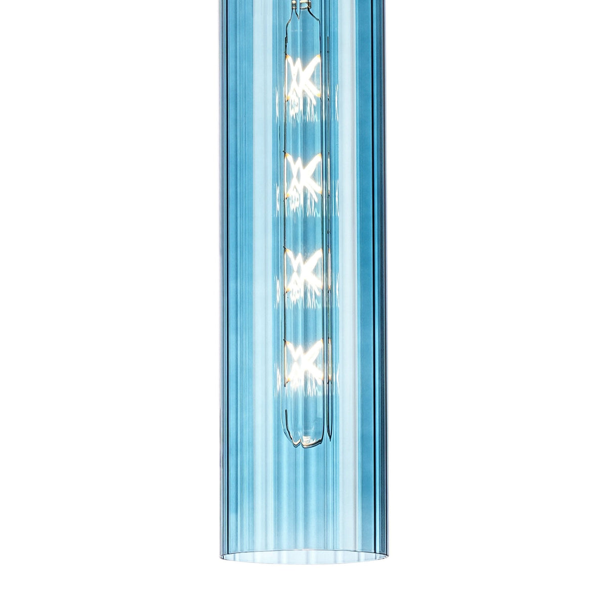 Hamble Single Pendant in Polished Nickel Finish with Blue Glass