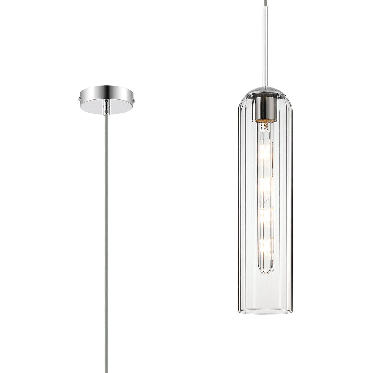 Hamble Single Pendant in Polished Nickel Finish with Clear Glass