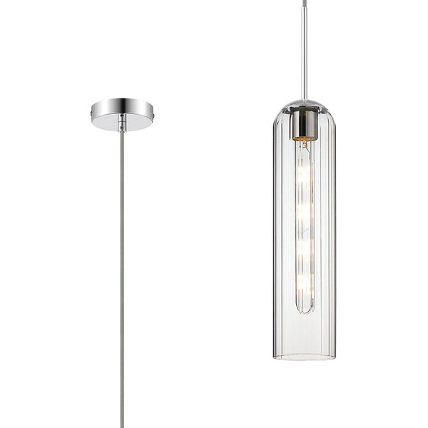 Hamble Single Pendant in Polished Nickel Finish with Clear Glass