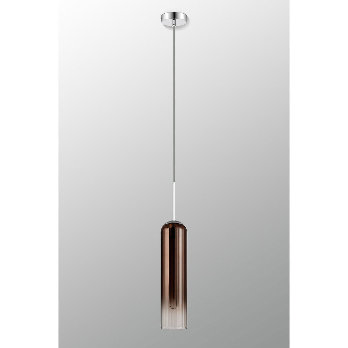 Hamble Single Pendant in Polished Nickel Finish with Copper Fade Glass