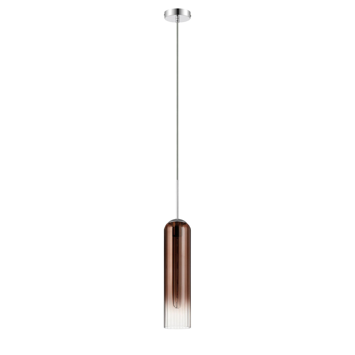 Hamble Single Pendant in Polished Nickel Finish with Copper Fade Glass