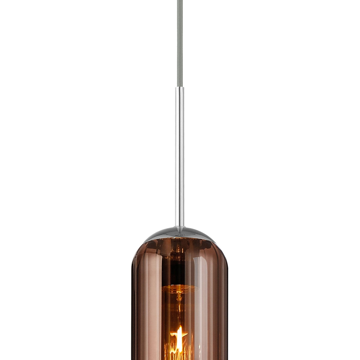 Hamble Single Pendant in Polished Nickel Finish with Copper Fade Glass
