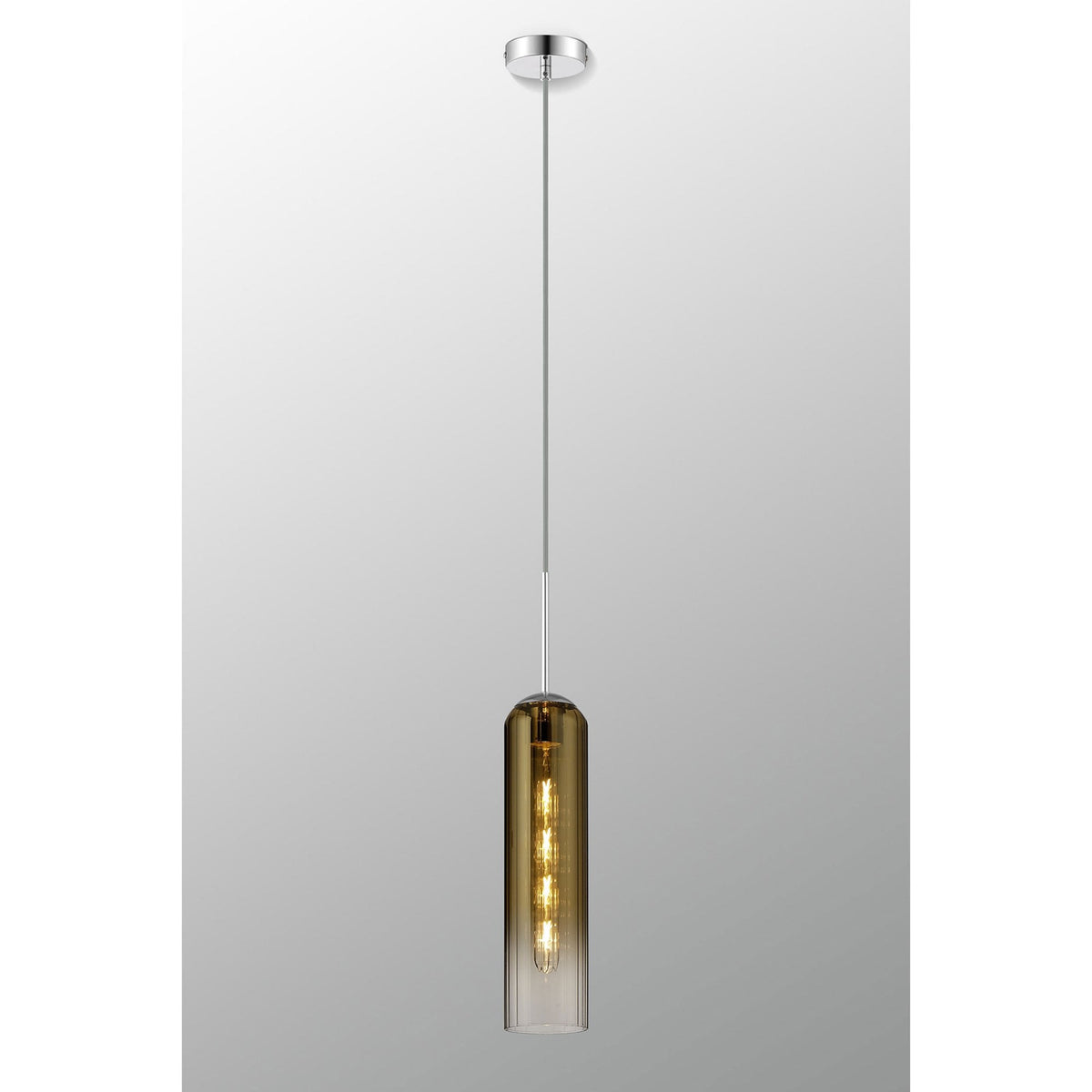 Hamble Single Pendant in Polished Nickel Finish with Gold Fade Glass