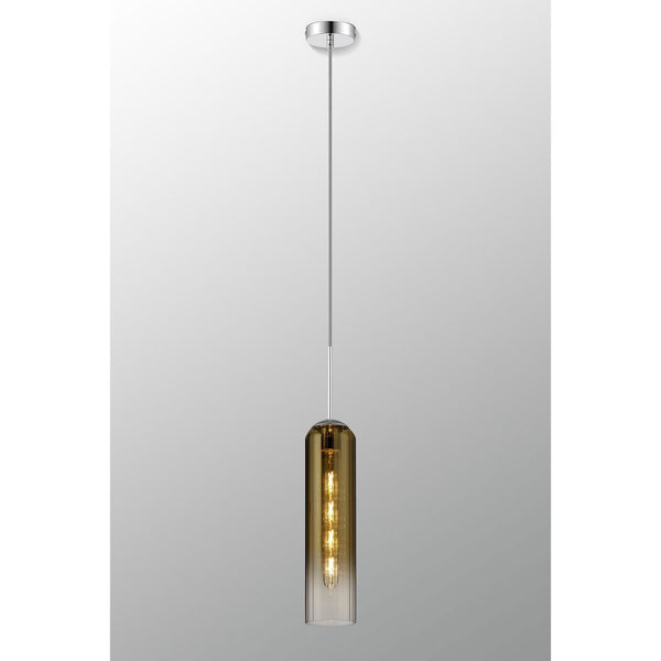 Hamble Single Pendant in Polished Nickel Finish with Gold Fade Glass
