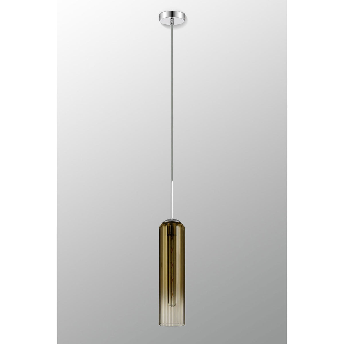 Hamble Single Pendant in Polished Nickel Finish with Gold Fade Glass