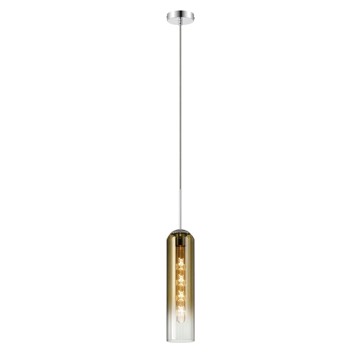 Hamble Single Pendant in Polished Nickel Finish with Gold Fade Glass