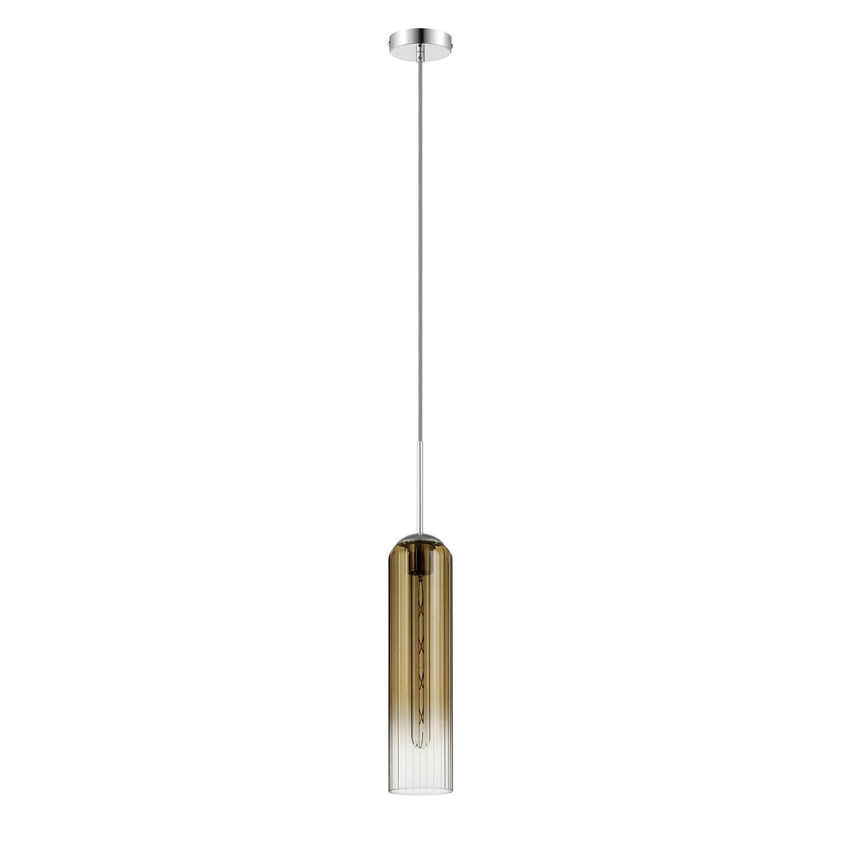 Hamble Single Pendant in Polished Nickel Finish with Gold Fade Glass