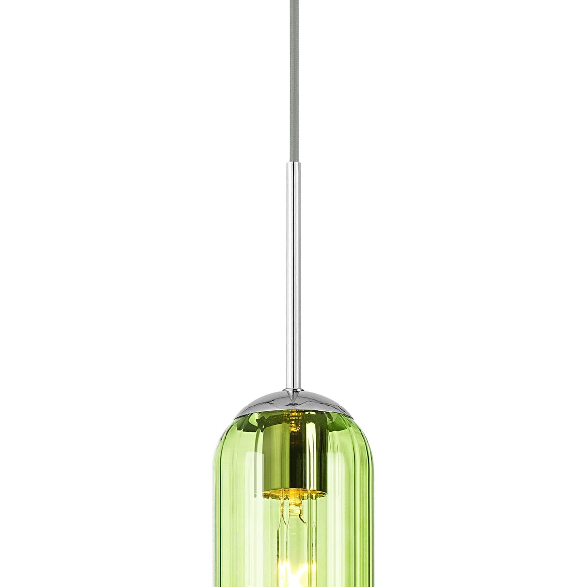 Hamble Single Pendant in Polished Nickel Finish with Green Glass