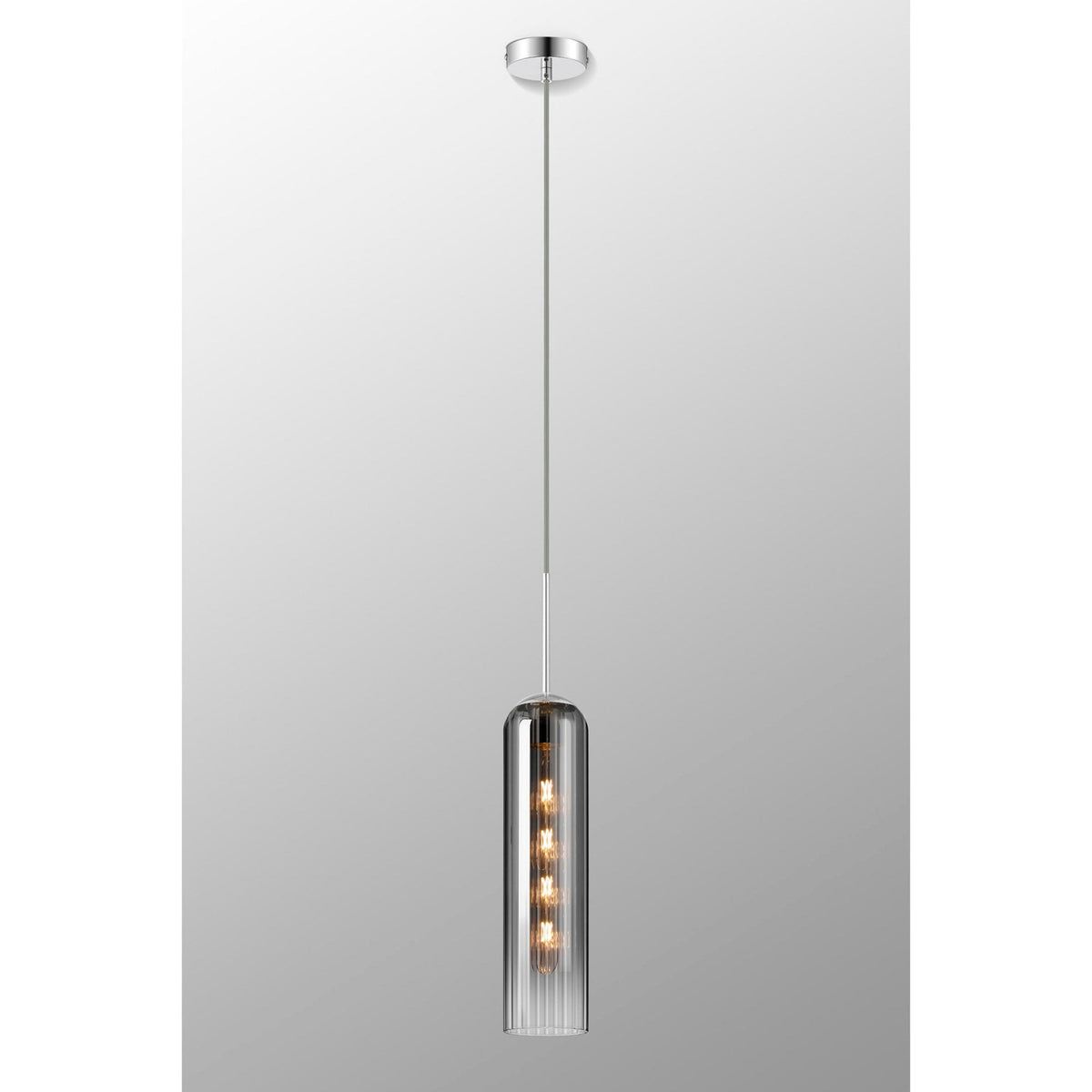 Hamble Single Pendant in Polished Nickel Finish with Smoke Fade Glass