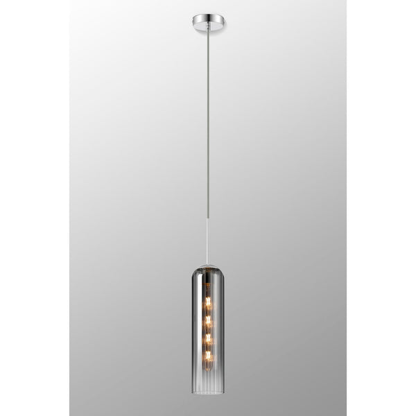 Hamble Single Pendant in Polished Nickel Finish with Smoke Fade Glass
