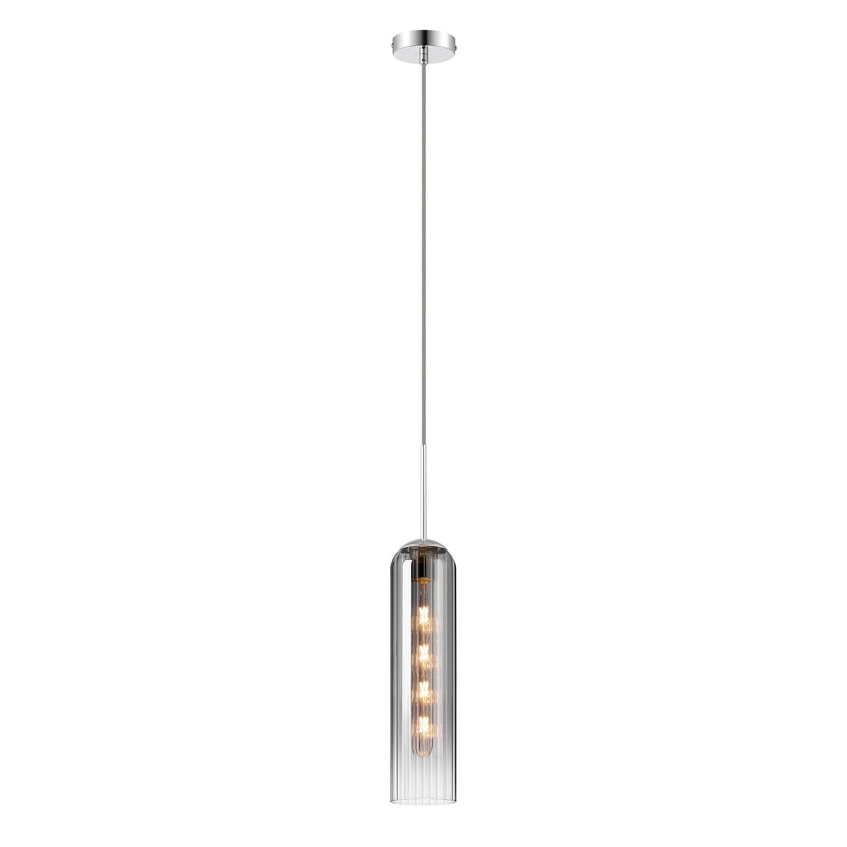 Hamble Single Pendant in Polished Nickel Finish with Smoke Fade Glass