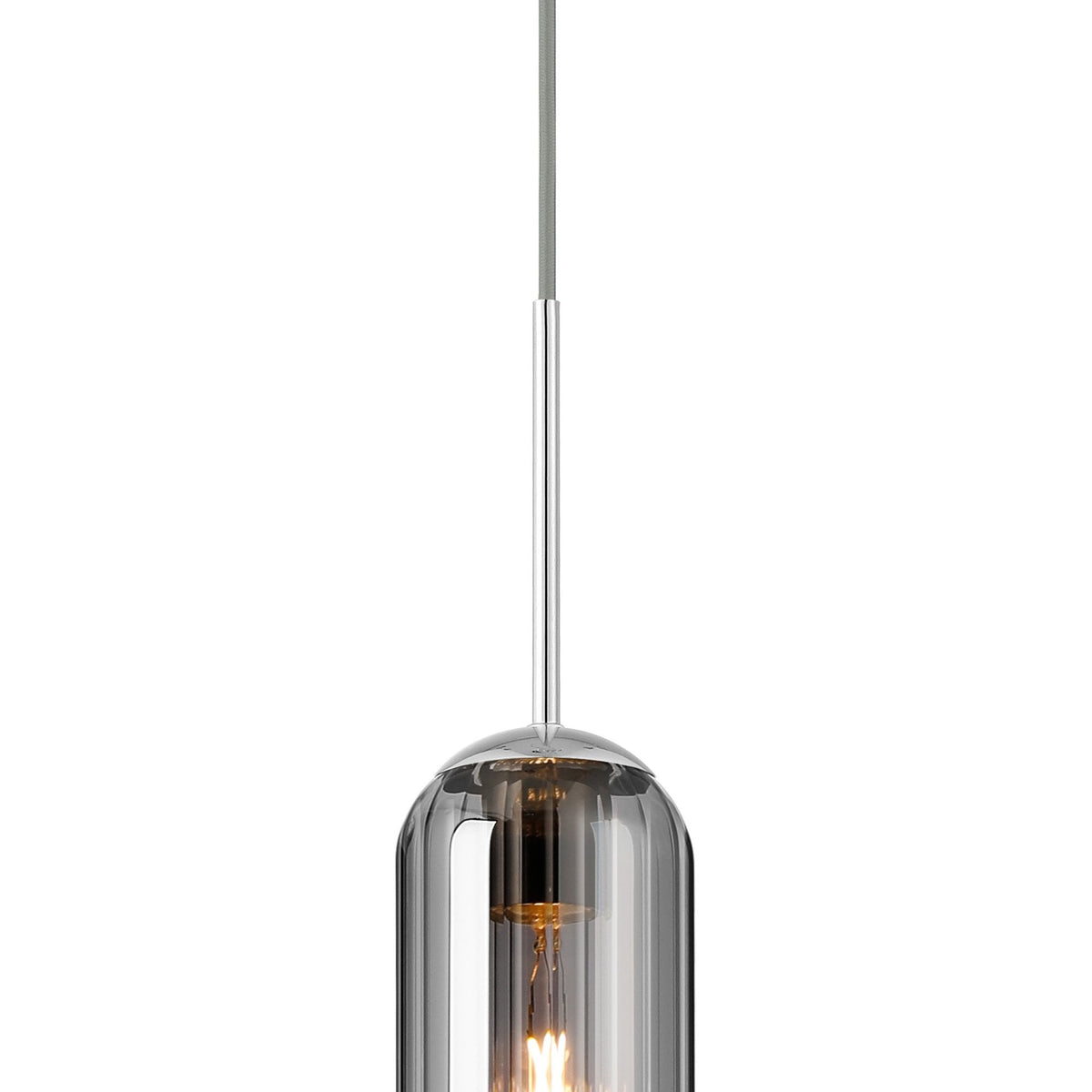 Hamble Single Pendant in Polished Nickel Finish with Smoke Fade Glass