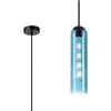 Hamble Single Pendant in Satin Black Finish with Blue Glass