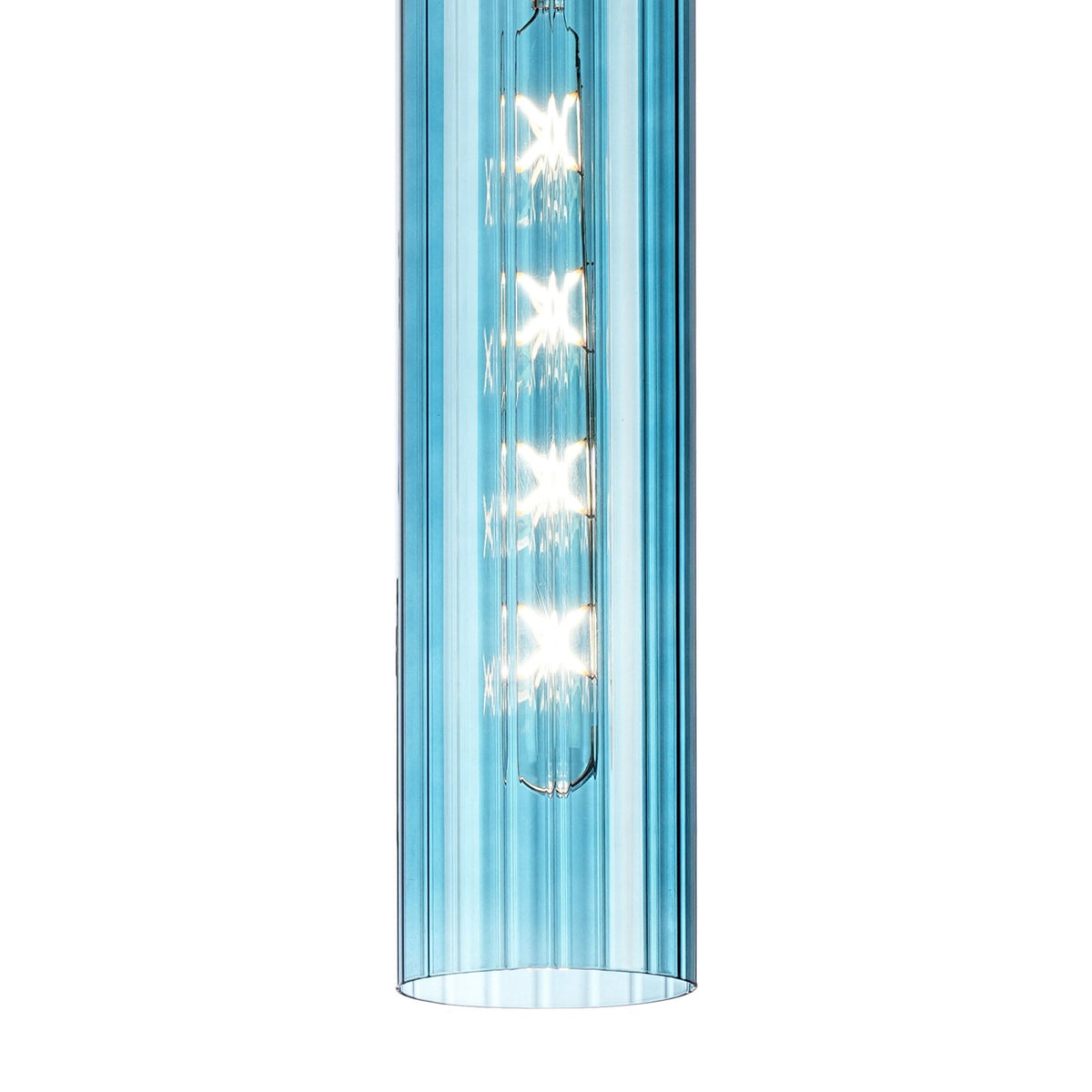 Hamble Single Pendant in Satin Black Finish with Blue Glass