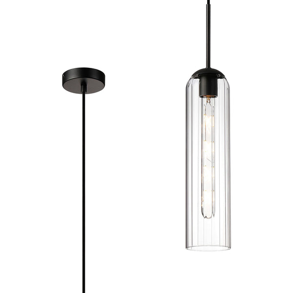 Hamble Single Pendant in Satin Black Finish with Clear Glass