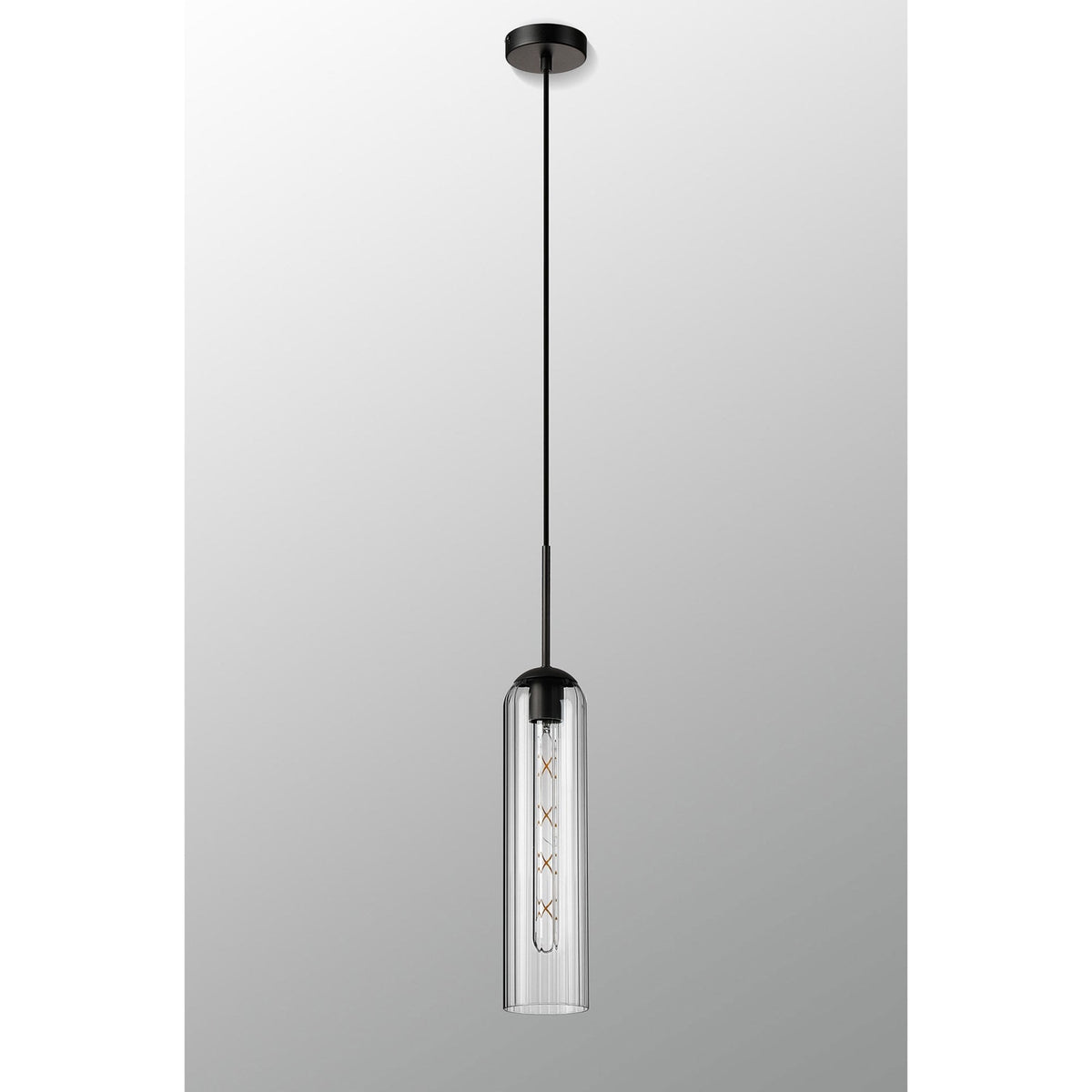 Hamble Single Pendant in Satin Black Finish with Clear Glass