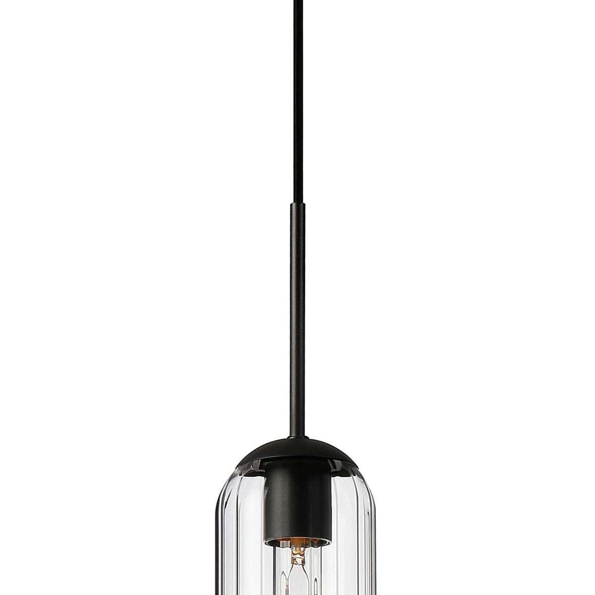 Hamble Single Pendant in Satin Black Finish with Clear Glass