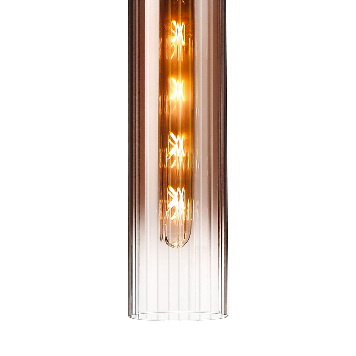 Hamble Single Pendant in Satin Black Finish with Copper Fade Glass