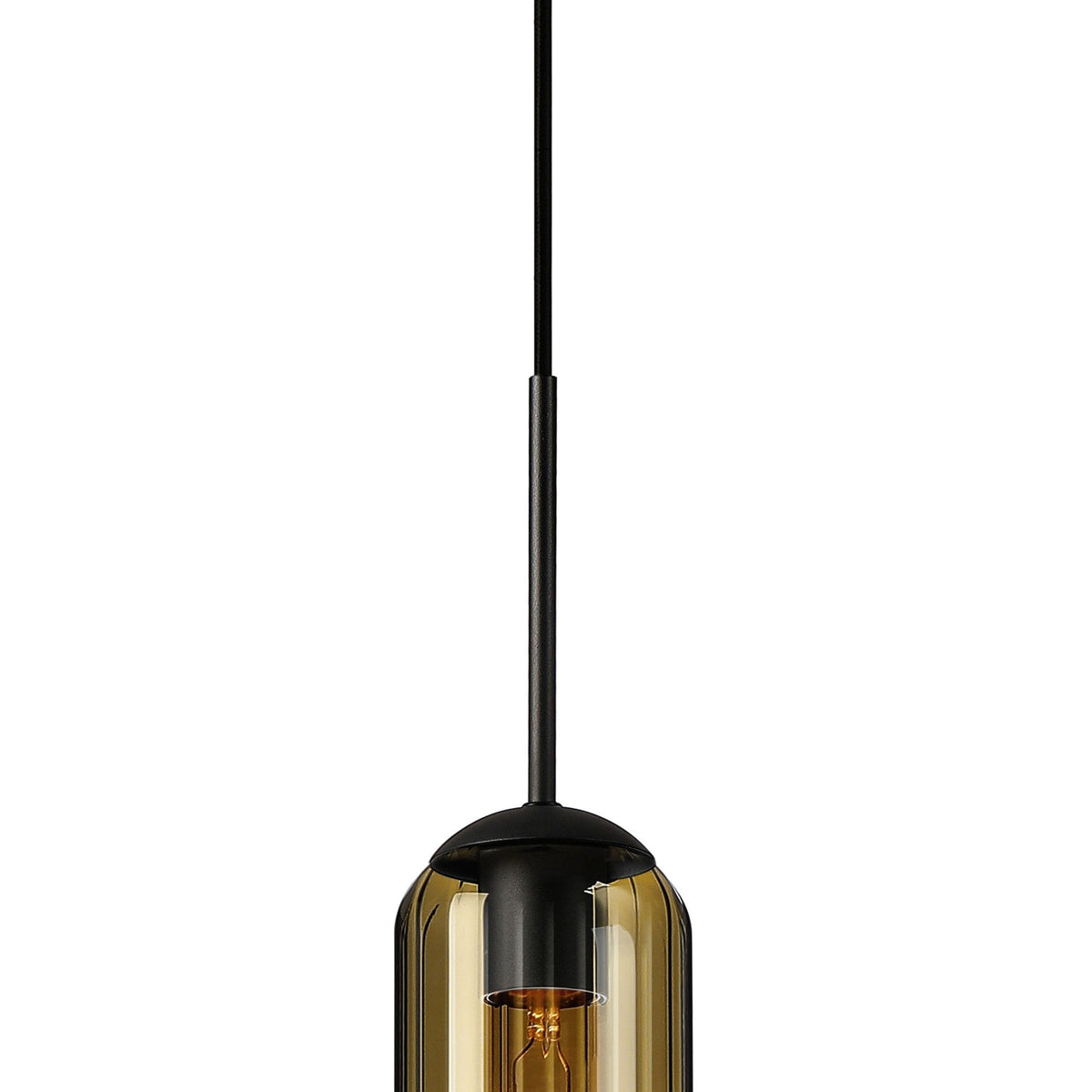 Hamble Single Pendant in Satin Black Finish with Gold Fade Glass