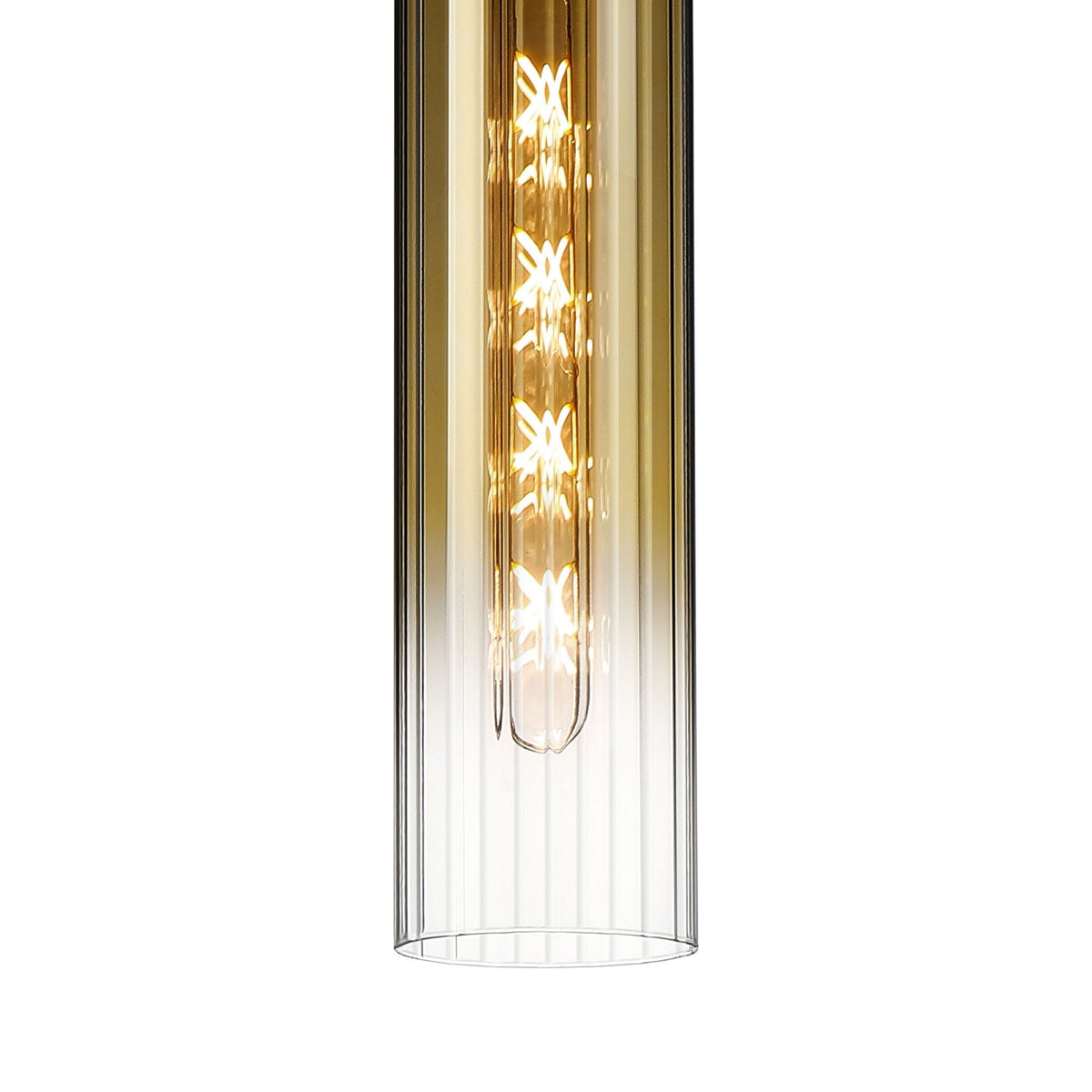 Hamble Single Pendant in Satin Black Finish with Gold Fade Glass