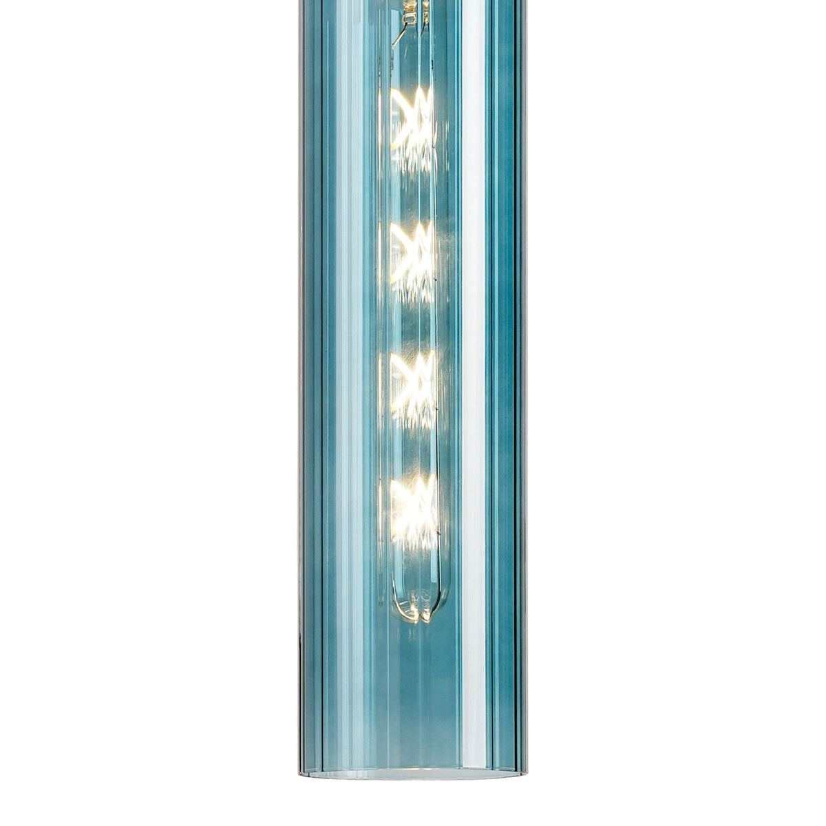 Hamble Single Pendant in Satin Gold Finish with Blue Glass