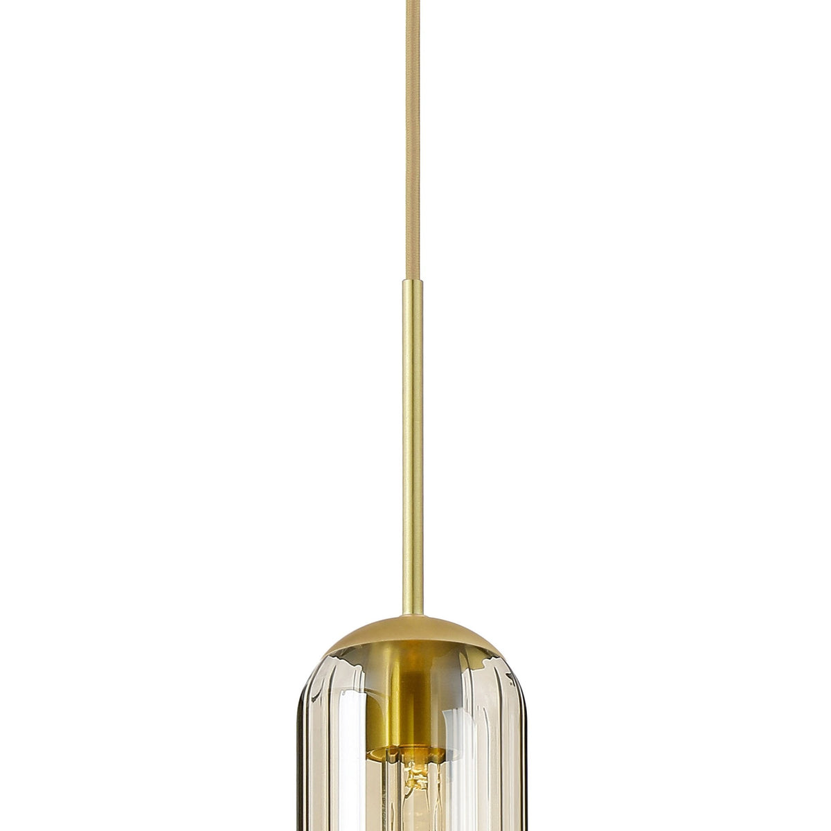 Hamble Single Pendant in Satin Gold Finish with Cognac Glass