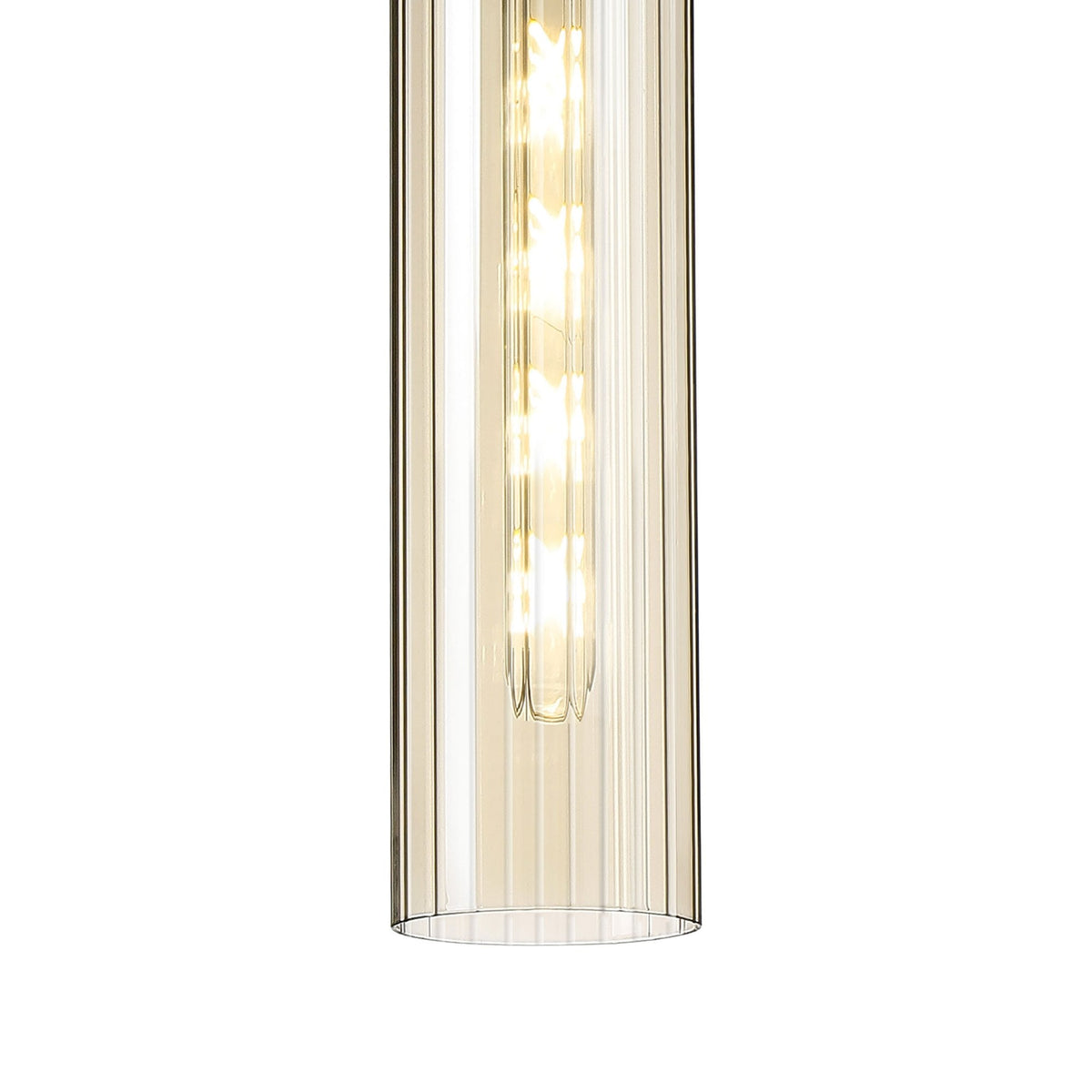 Hamble Single Pendant in Satin Gold Finish with Cognac Glass