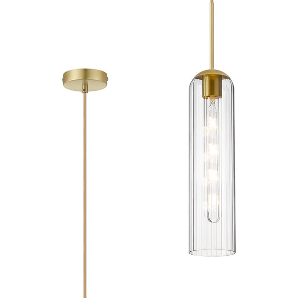 Hamble Single Pendant in Satin Gold Finish with Clear Glass