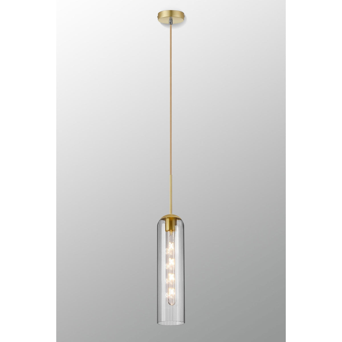Hamble Single Pendant in Satin Gold Finish with Clear Glass
