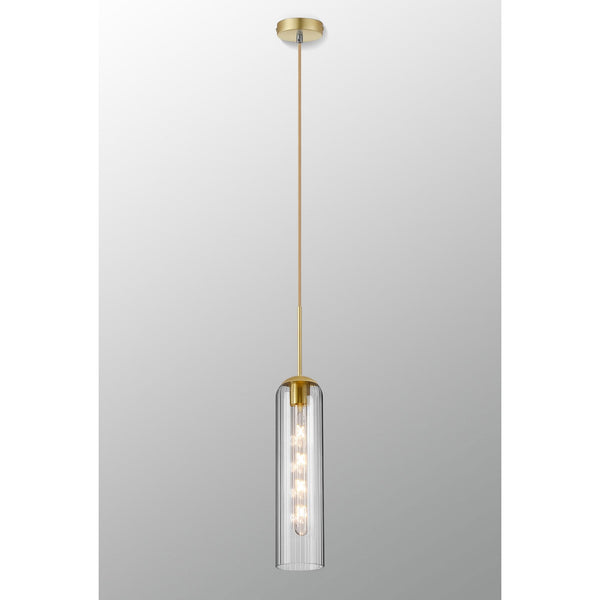 Hamble Single Pendant in Satin Gold Finish with Clear Glass