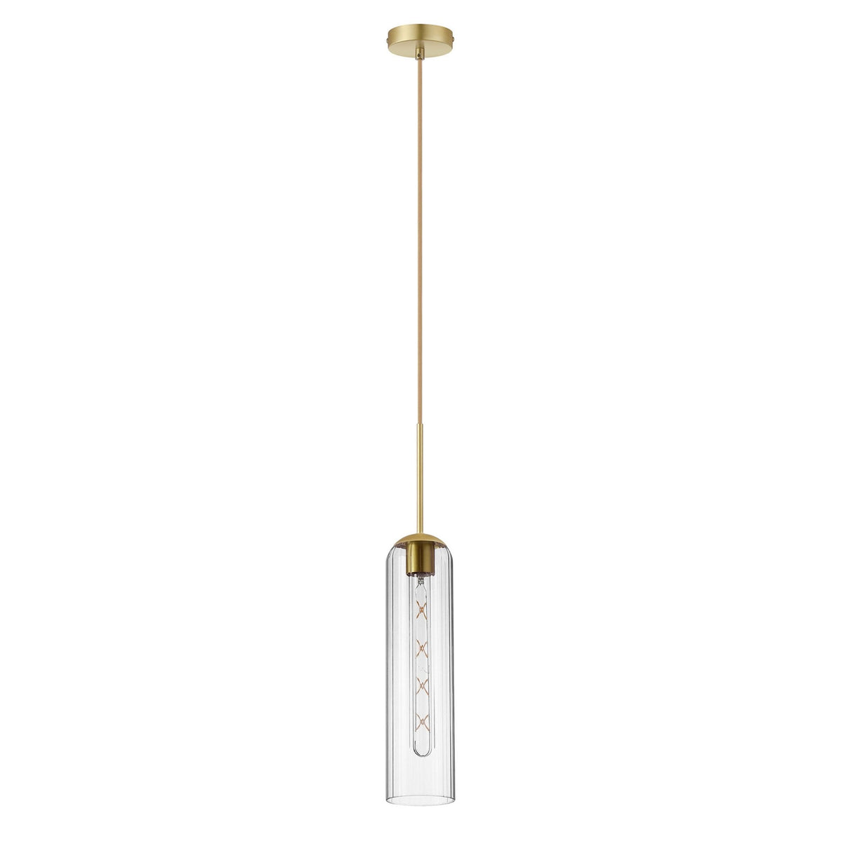 Hamble Single Pendant in Satin Gold Finish with Clear Glass