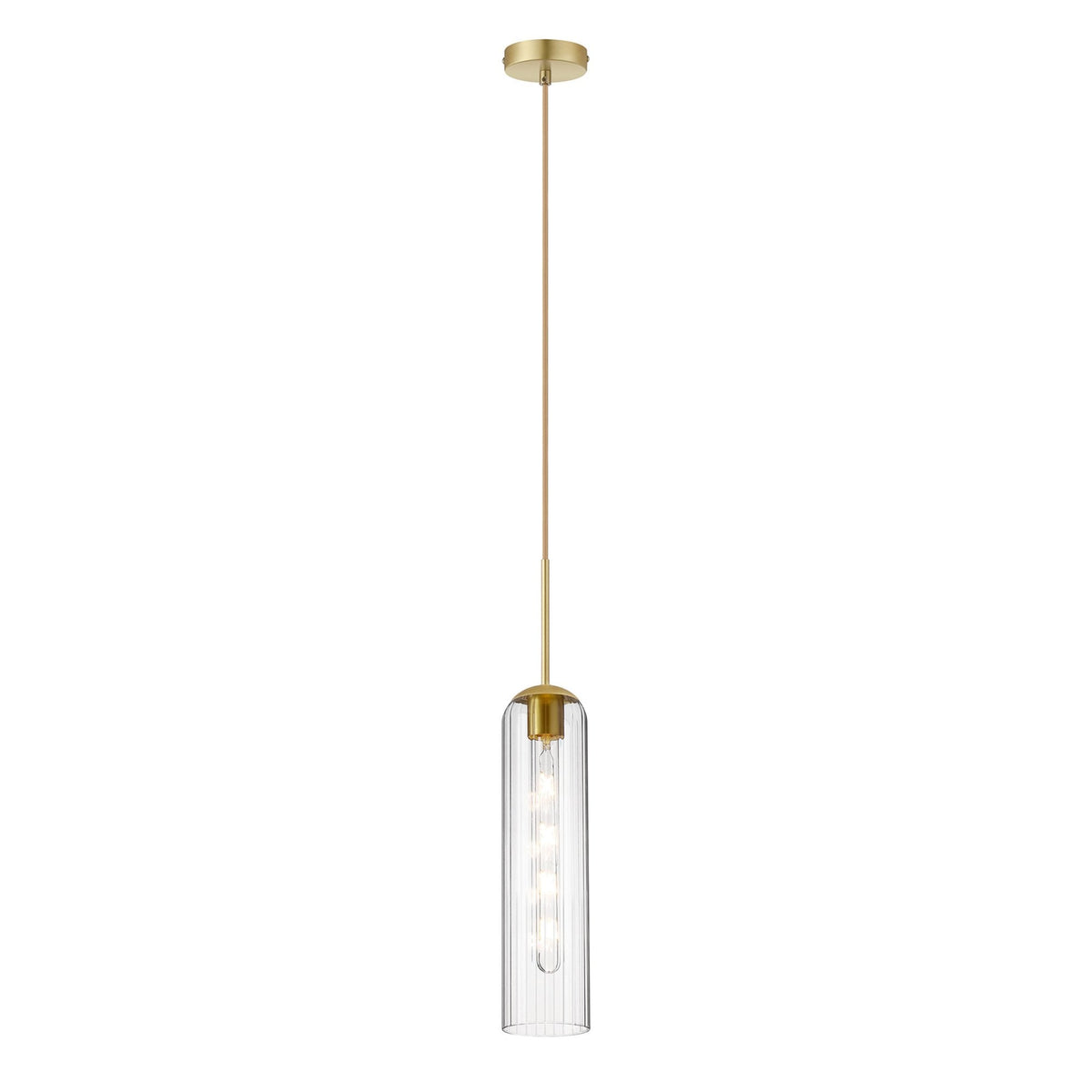 Hamble Single Pendant in Satin Gold Finish with Clear Glass
