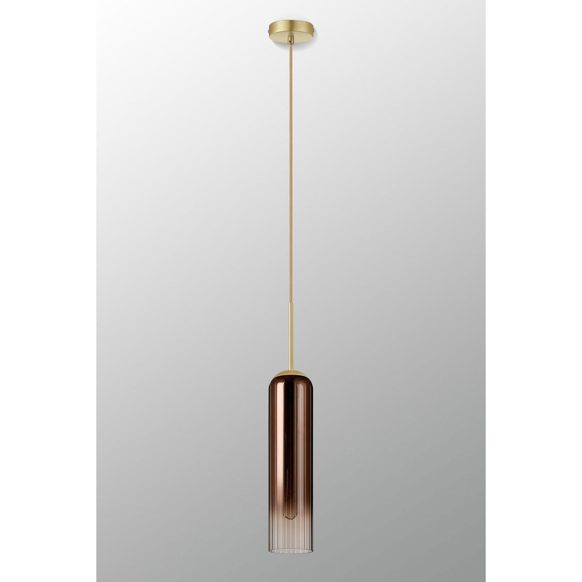 Hamble Single Pendant in Satin Gold Finish with Copper Fade Glass