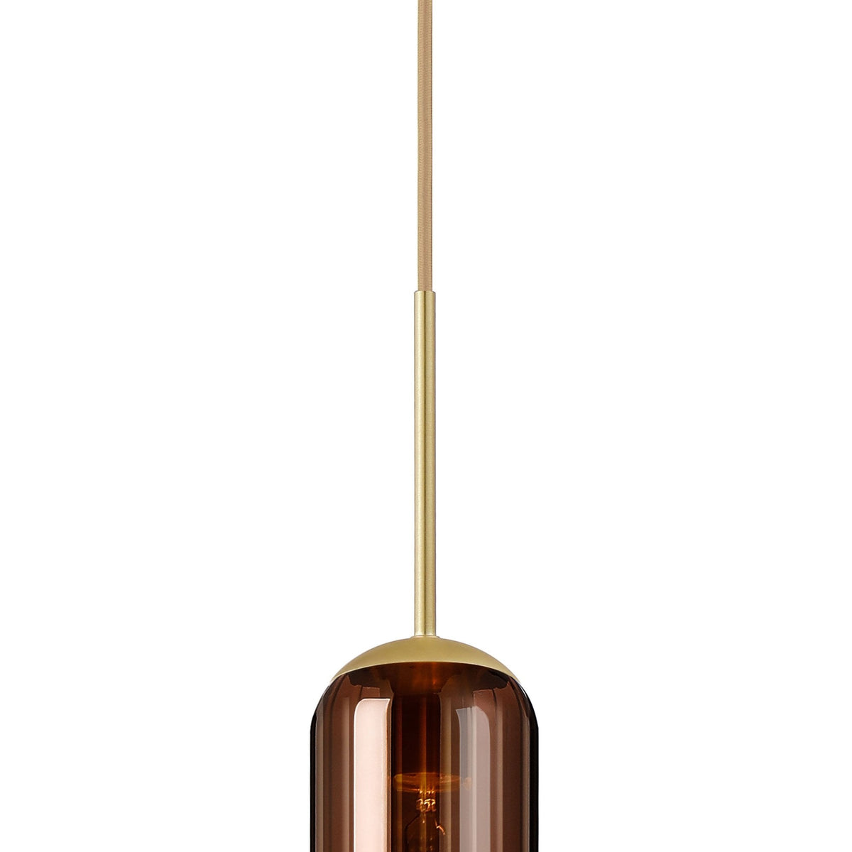 Hamble Single Pendant in Satin Gold Finish with Copper Fade Glass