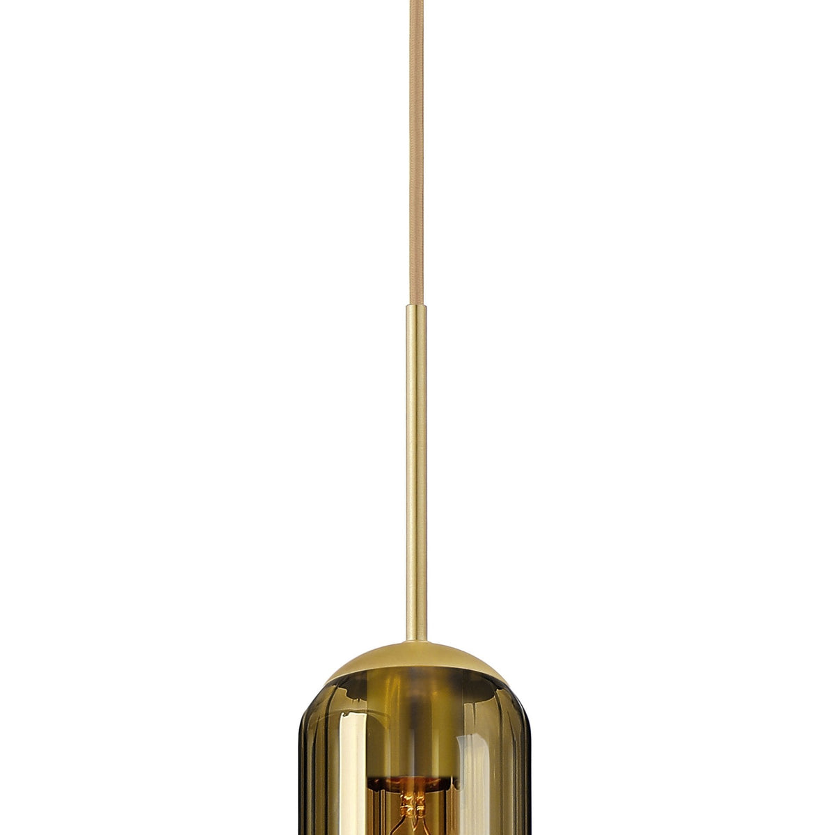 Hamble Single Pendant in Satin Gold Finish with Gold Fade Glass