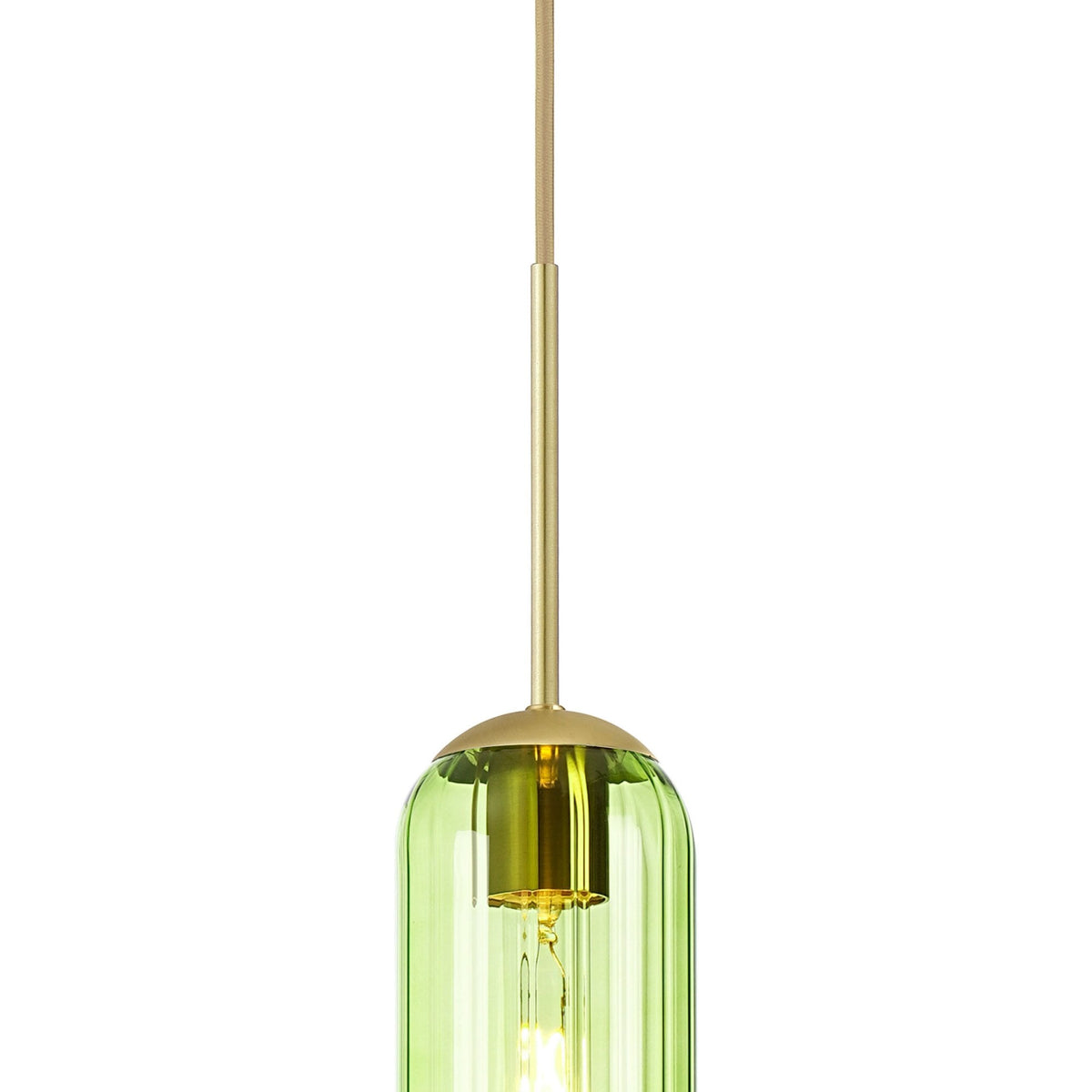 Hamble Single Pendant in Satin Gold Finish with Green Glass