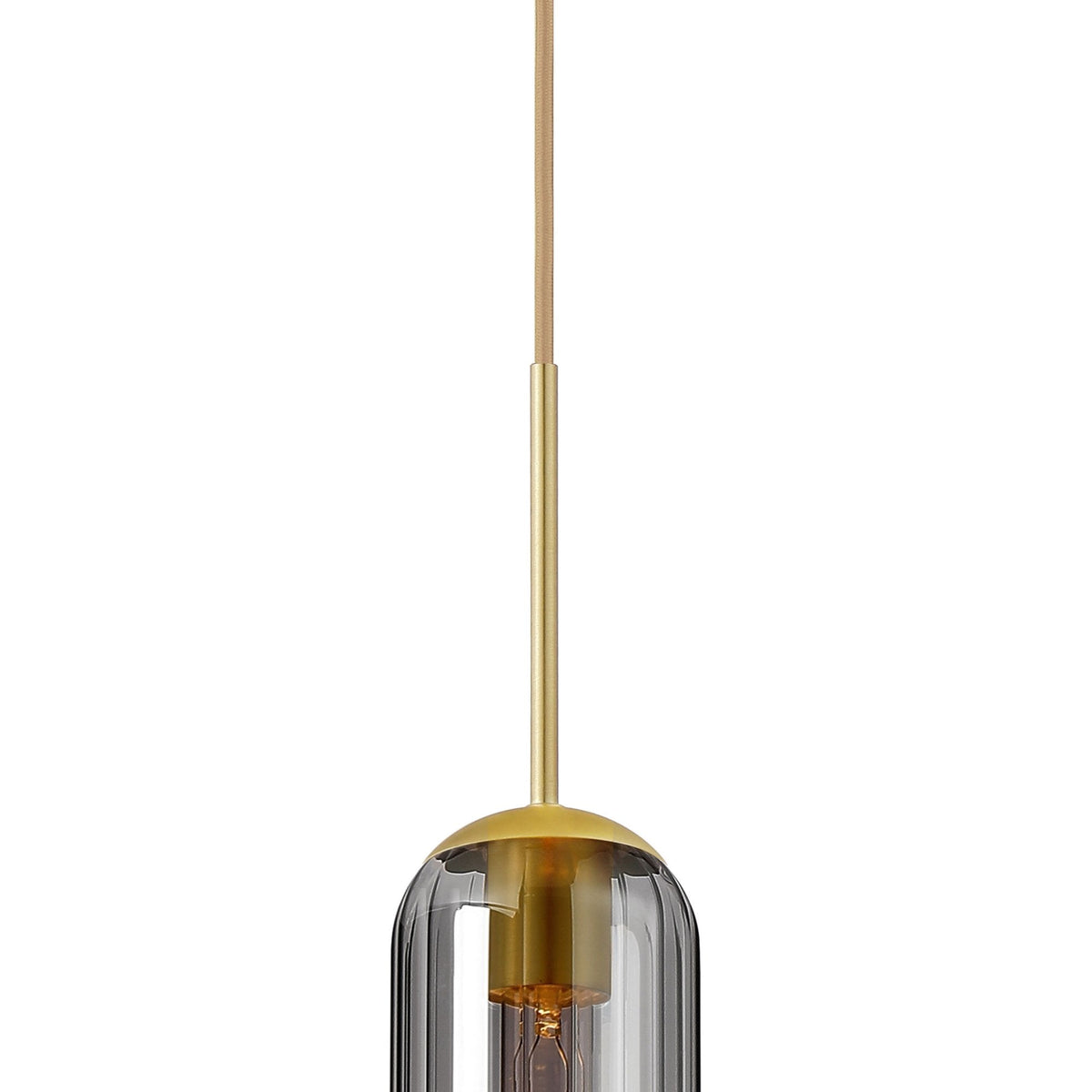Hamble Single Pendant in Satin Gold Finish with Smoke Fade Glass