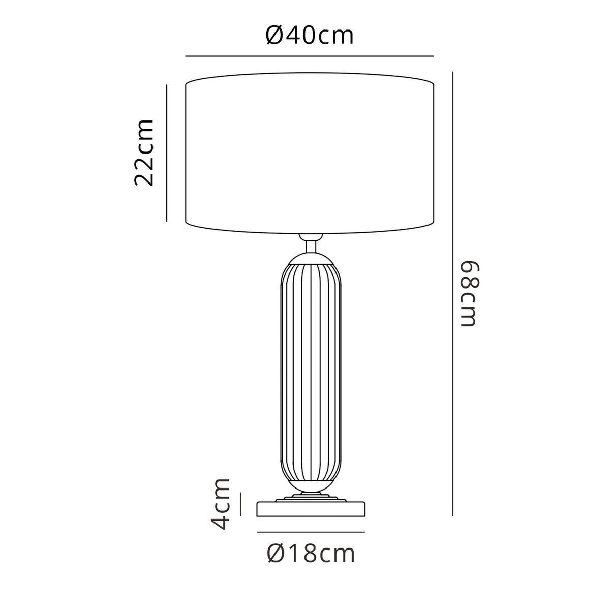 Hamble Tubular Table Lamp in Satin Black with Smoke Fade Glass and Dark Grey Velvet Shade