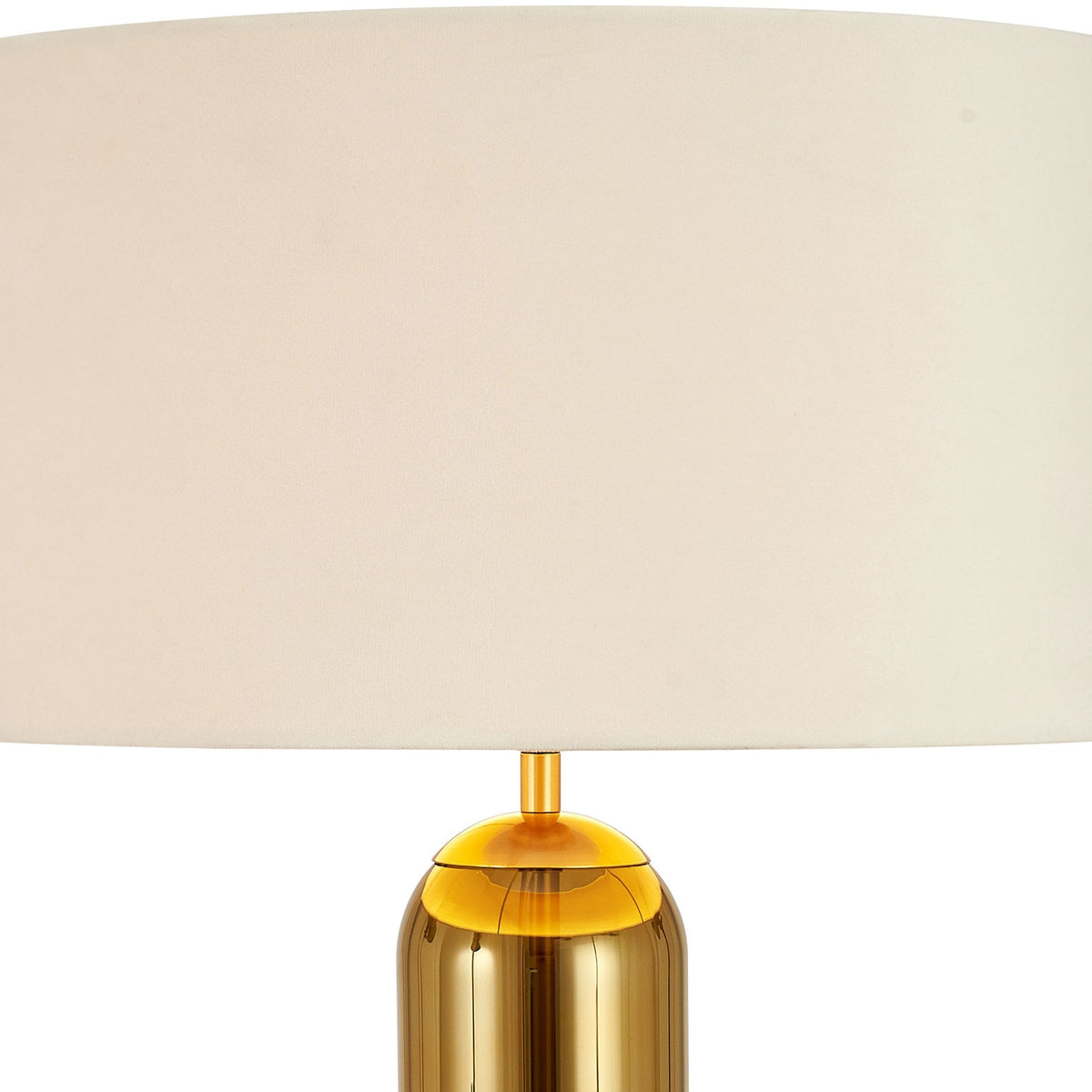 Hamble Tubular Table Lamp in Brass Gold with Gold Fade Glass and Ivory Velvet Shade