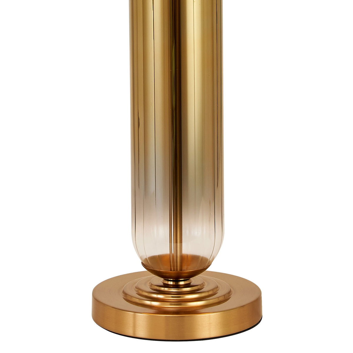 Hamble Tubular Table Lamp in Brass Gold with Gold Fade Glass and Ivory Velvet Shade