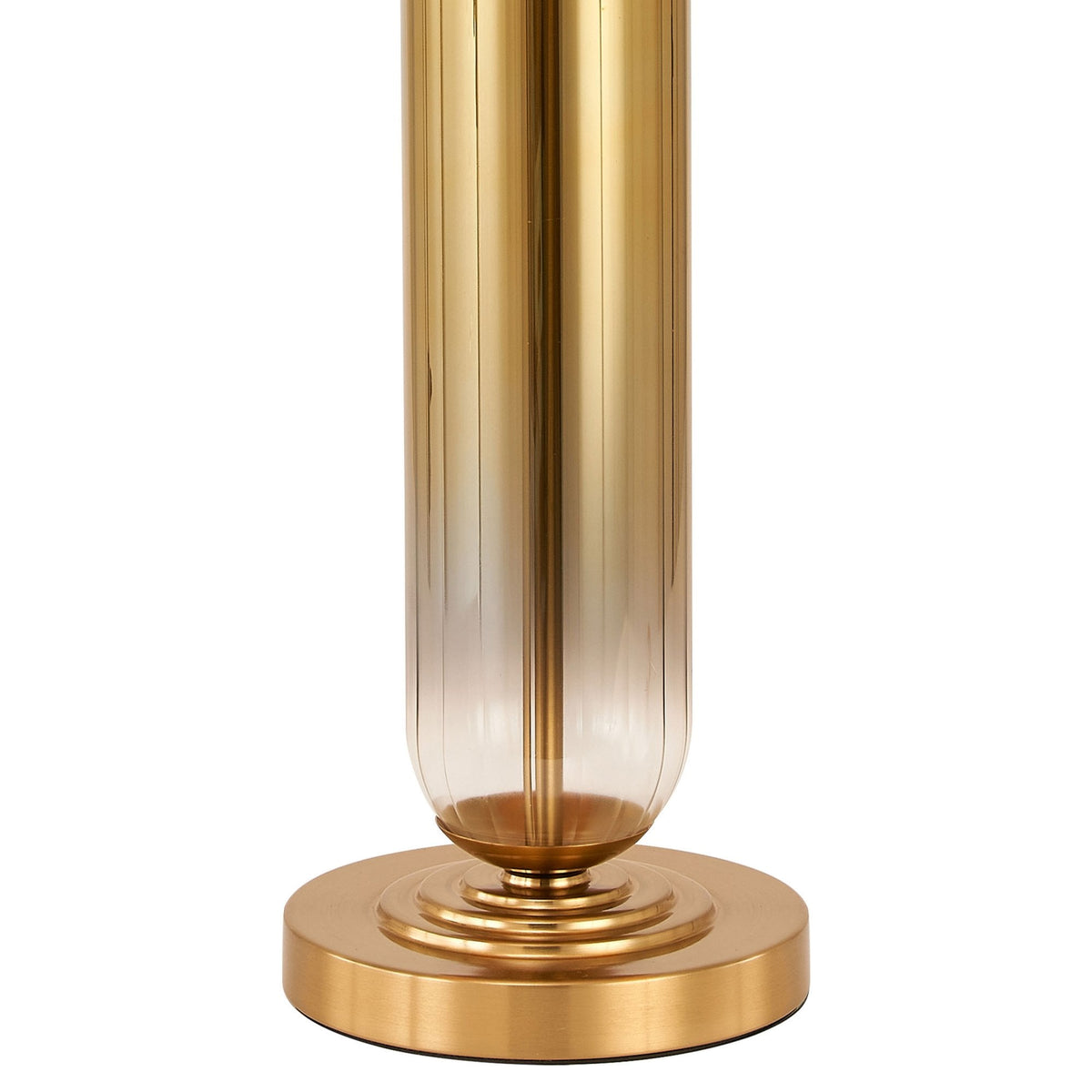 Hamble Tubular Table Lamp in Brass Gold with Gold Fade Glass and Navy Velvet Shade