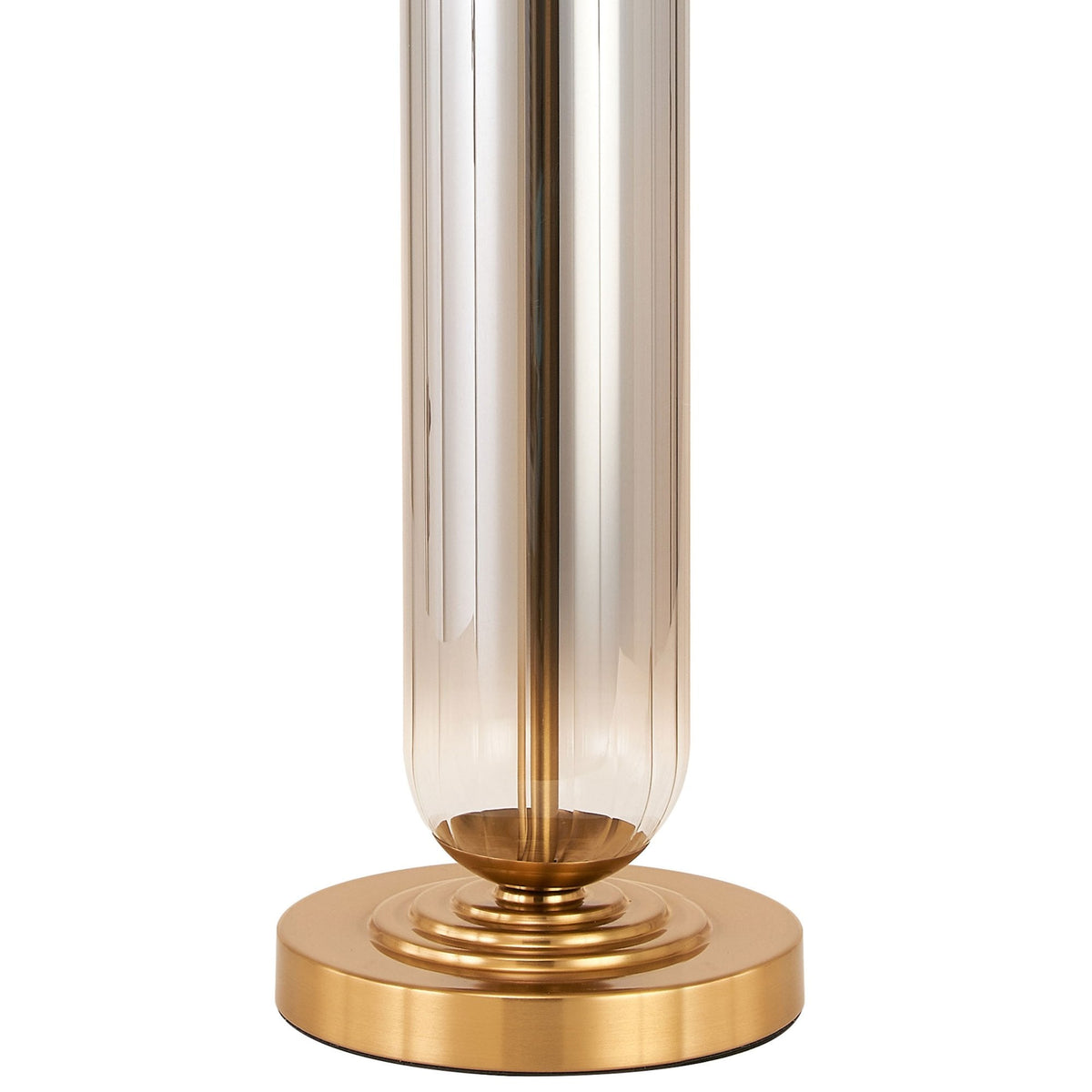 Hamble Tubular Table Lamp in Brass Gold with Smoke Fade Glass and Forest Green Velvet Shade