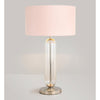 Hamble Tubular Table Lamp in Polished Nickel with Clear Glass and Blush Pink Velvet Shade
