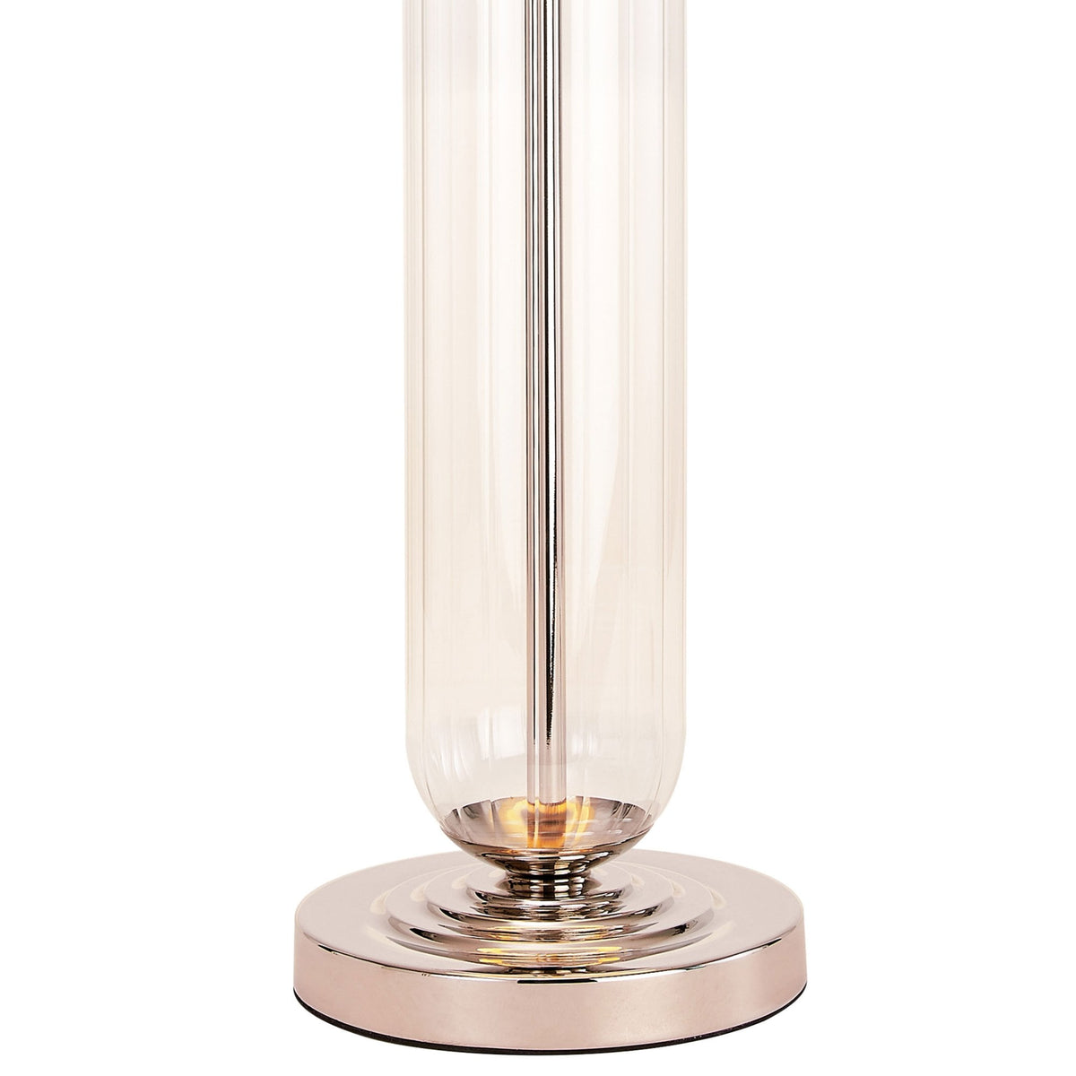 Hamble Tubular Table Lamp in Polished Nickel with Clear Glass and Blush Pink Velvet Shade