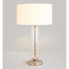 Hamble Tubular Table Lamp in Polished Nickel with Clear Glass and Ivory Faux Silk Shade
