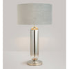 Hamble Tubular Table Lamp in Polished Nickel with Smoke Fade Glass and Light Grey Velvet Shade
