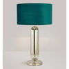 Hamble Tubular Table Lamp in Polished Nickel with Smoke Fade Glass and Teal Velvet Shade