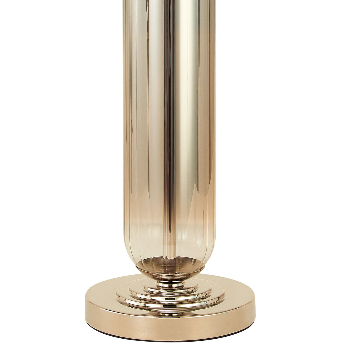 Hamble Tubular Table Lamp in Polished Nickel with Smoke Fade Glass and Teal Velvet Shade